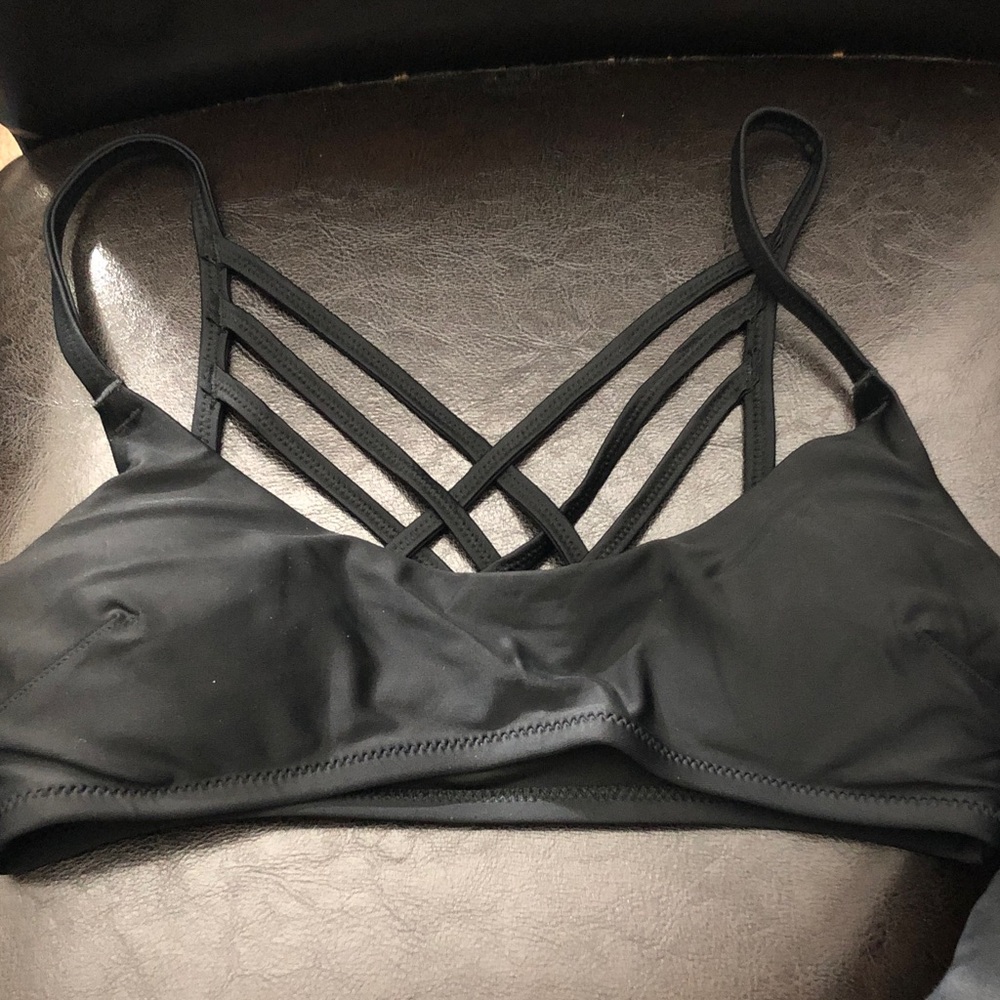 aerie Black Strappy Bikini Top
